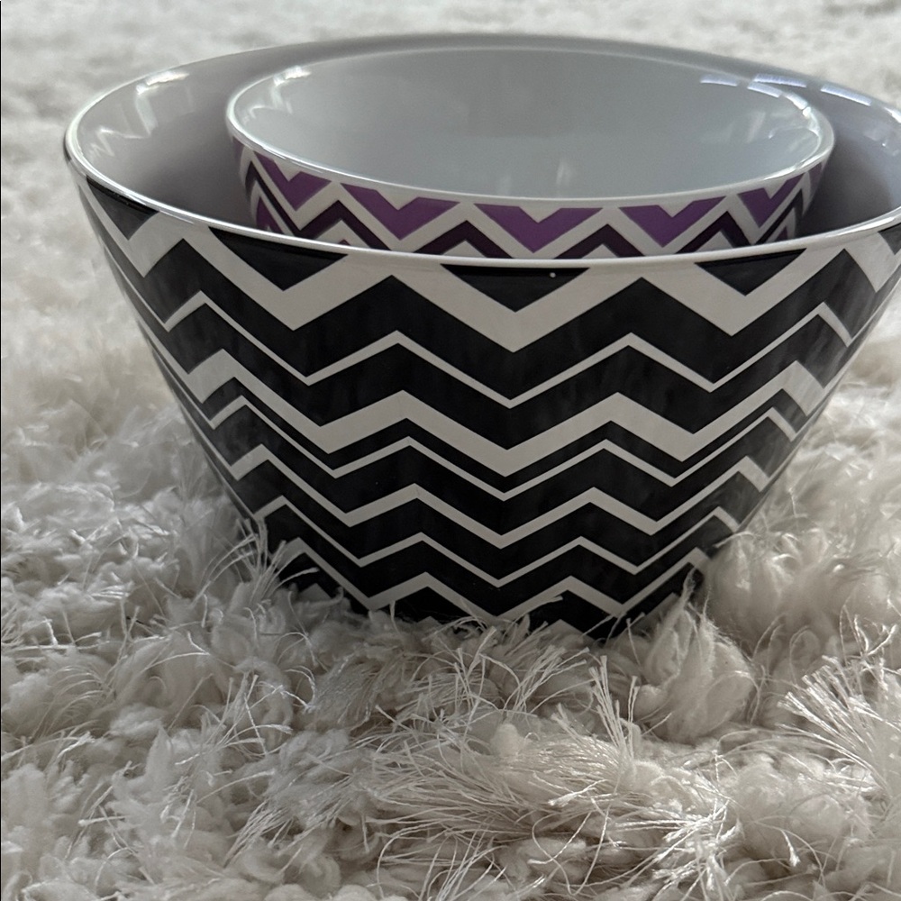 MISSONI Chevron Patterned Black and Purple Bowl Set